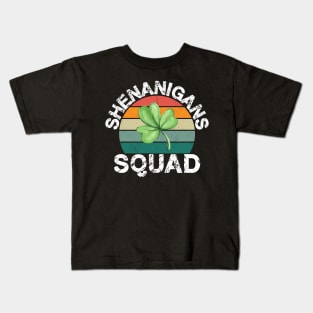 Shenanigans Squad Shamrocks Irish Funny St Patricks Day Kids T-Shirt